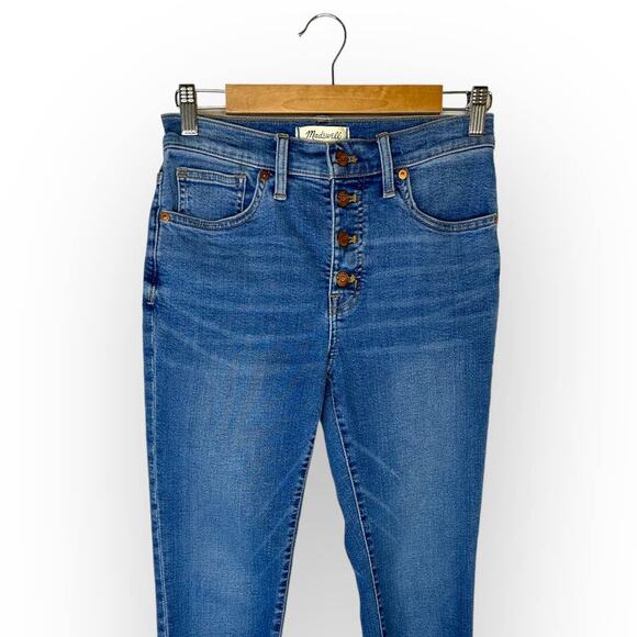 Madewell 9" Mid-Rise Skinny Crop Jean Button Front 27 Medium Wash Tencel AJ173 - Picture 12 of 13